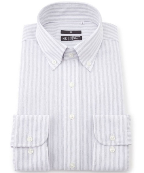 LA3999 ヒューゴボス 長袖 切り替え ボタンシャツ グレー M HUGO BOSS (ヒューゴボス) ジャガード 長袖 ドレスシャツ