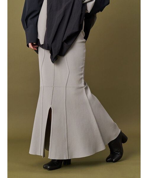 UN3D. ウェーブラインスリットニットスカート セール】WAVE LINE SLIT KT SK / ウェーブラインスリットニット