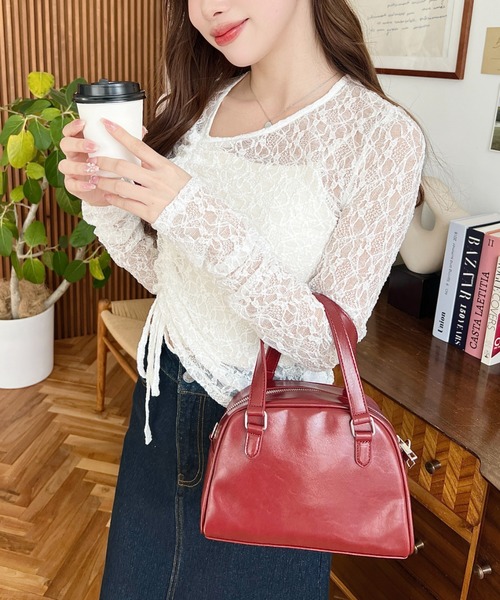 moment+（モーメントプラス）の「ショルダー付きボストンバッグ（ボストンバッグ・レディース・ブラウン/ボルドー/アイボリー/ブラック・FREE）」の9枚目の写真