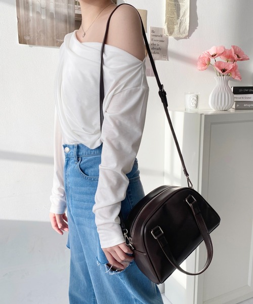 moment+（モーメントプラス）の「ショルダー付きボストンバッグ（ボストンバッグ・レディース・ブラウン/ボルドー/アイボリー/ブラック・FREE）」の14枚目の写真