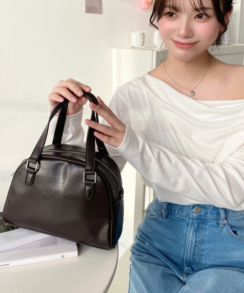 moment+（モーメントプラス）の「ショルダー付きボストンバッグ（ボストンバッグ・レディース・ブラウン/ボルドー/アイボリー/ブラック・FREE）」の12枚目の写真