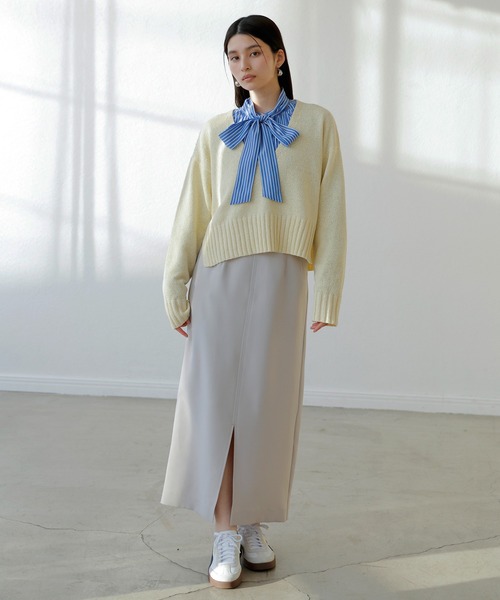 VIS（ビス）の「【洗える】アソートボウタイブラウス(デニム＆シャツ)（シャツ/ブラウス・レディース・ブルー/ブルー系その他4/オフホワイト・FREE）」の9枚目の写真