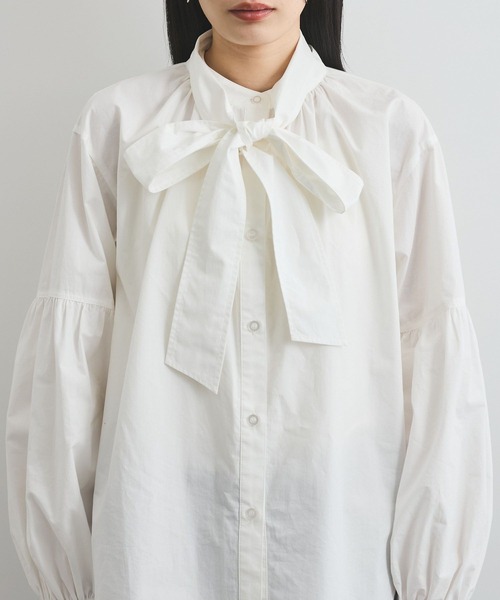 VIS（ビス）の「【洗える】アソートボウタイブラウス(デニム＆シャツ)（シャツ/ブラウス・レディース・ブルー/ブルー系その他4/オフホワイト・FREE）」の19枚目の写真