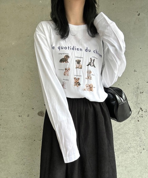 merrylatte（メリーラテ）の「DOGデザインロングTシャツ（Tシャツ/カットソー・レディース・ネイビー/レッド・MEDIUM/SMALL/X-LARGE/LARGE/X-SMALL）」の11枚目の写真
