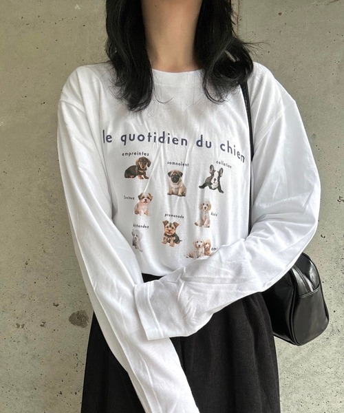 merrylatte（メリーラテ）の「DOGデザインロングTシャツ（Tシャツ/カットソー・レディース・ネイビー/レッド・MEDIUM/SMALL/X-LARGE/LARGE/X-SMALL）」の13枚目の写真