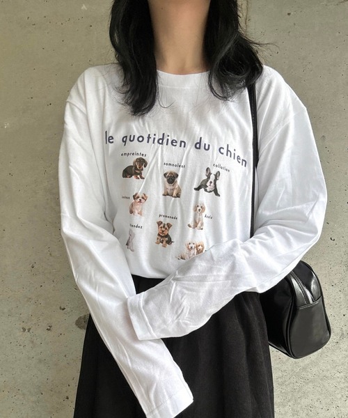 merrylatte（メリーラテ）の「DOGデザインロングTシャツ（Tシャツ/カットソー・レディース・ネイビー/レッド・MEDIUM/SMALL/X-LARGE/LARGE/X-SMALL）」の14枚目の写真