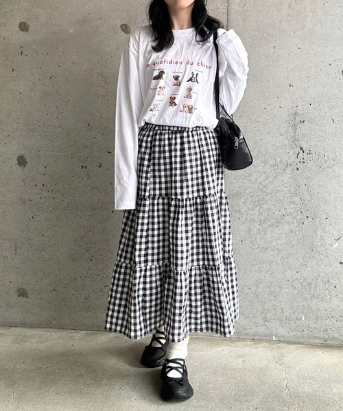 merrylatte（メリーラテ）の「DOGデザインロングTシャツ（Tシャツ/カットソー・レディース・ネイビー/レッド・MEDIUM/SMALL/X-LARGE/LARGE/X-SMALL）」の15枚目の写真