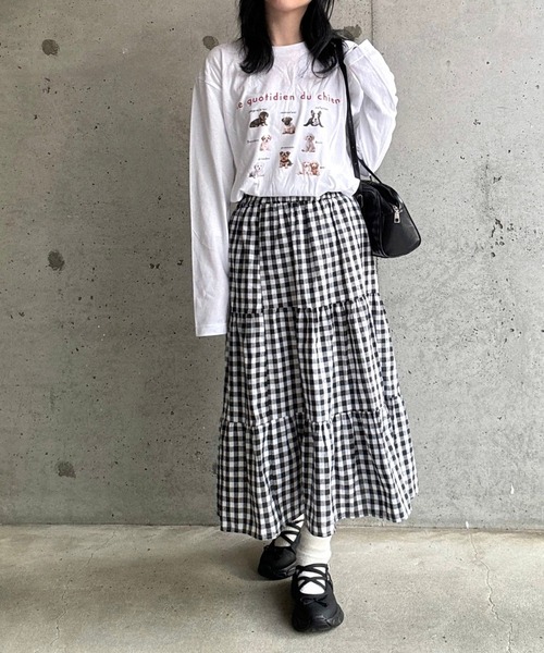 merrylatte（メリーラテ）の「DOGデザインロングTシャツ（Tシャツ/カットソー・レディース・ネイビー/レッド・MEDIUM/SMALL/X-LARGE/LARGE/X-SMALL）」の16枚目の写真