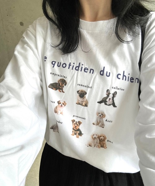 merrylatte（メリーラテ）の「DOGデザインロングTシャツ（Tシャツ/カットソー・レディース・ネイビー/レッド・MEDIUM/SMALL/X-LARGE/LARGE/X-SMALL）」の22枚目の写真