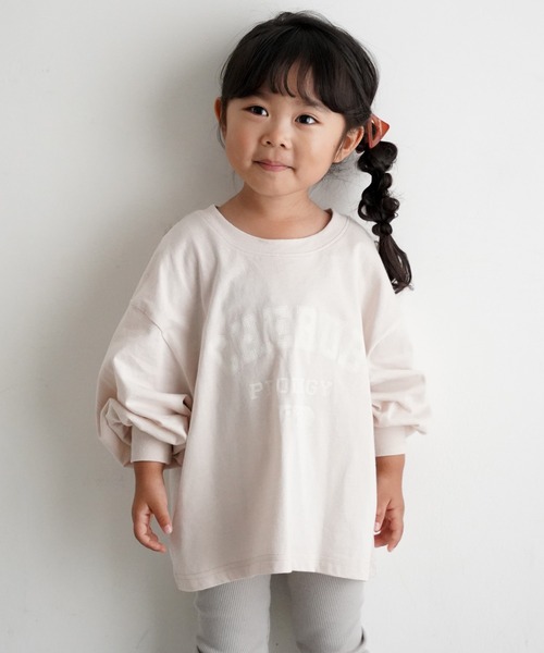 PUPPAPUPO(プッパプーポ)の「カレッジロゴ 長袖 Tシャツ(Tシャツ/カットソー・キッズ・チャコール/アイボリー/ベビーピンク・110/100/90/80)」の3枚目の写真