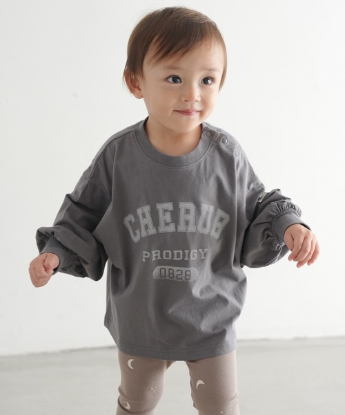 PUPPAPUPO(プッパプーポ)の「カレッジロゴ 長袖 Tシャツ(Tシャツ/カットソー・キッズ・チャコール/アイボリー/ベビーピンク・110/100/90/80)」の12枚目の写真
