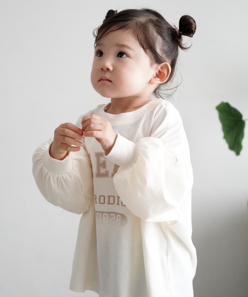 PUPPAPUPO(プッパプーポ)の「カレッジロゴ 長袖 Tシャツ(Tシャツ/カットソー・キッズ・チャコール/アイボリー/ベビーピンク・110/100/90/80)」の9枚目の写真