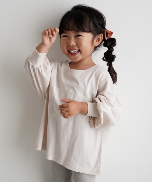 PUPPAPUPO(プッパプーポ)の「カレッジロゴ 長袖 Tシャツ(Tシャツ/カットソー・キッズ・チャコール/アイボリー/ベビーピンク・110/100/90/80)」の5枚目の写真