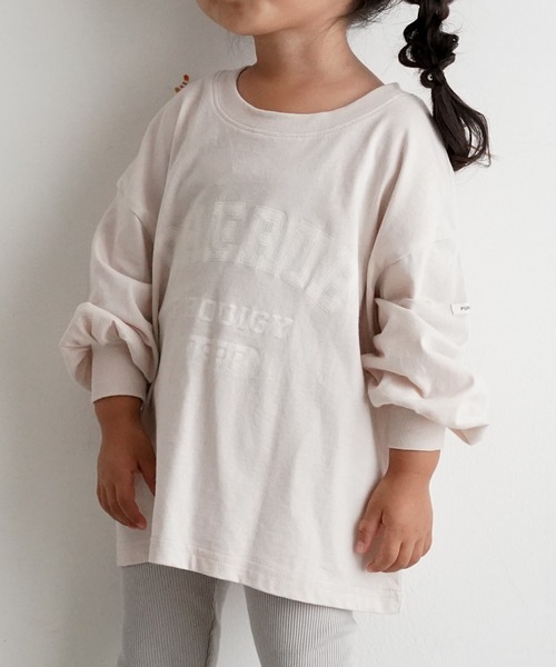PUPPAPUPO(プッパプーポ)の「カレッジロゴ 長袖 Tシャツ(Tシャツ/カットソー・キッズ・チャコール/アイボリー/ベビーピンク・110/100/90/80)」の6枚目の写真