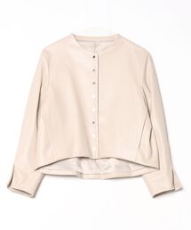 K.T KIYOKO TAKASE | 合成皮革 メタル釦 ショートジャケット(ノーカラージャケット)