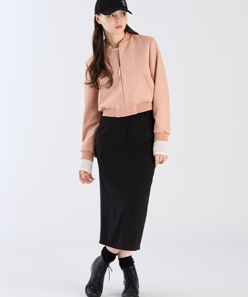 To b. by agnes b.（トゥービーバイアニエスベー）の「スエードライクブルゾン（ライダースジャケット・レディース・ピンク・38/36/40）」の6枚目の写真