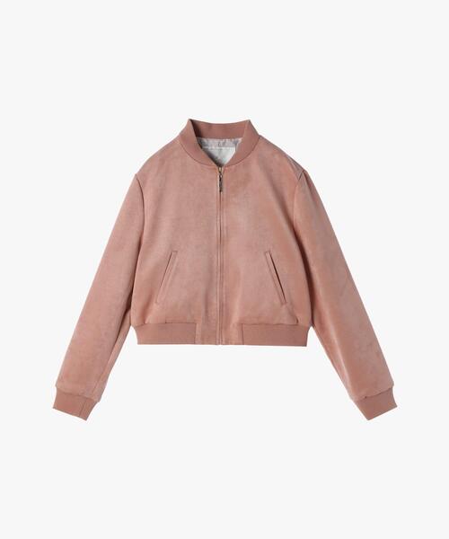 To b. by agnes b.（トゥービーバイアニエスベー）の「スエードライクブルゾン（ライダースジャケット・レディース・ピンク・38/36/40）」の2枚目の写真
