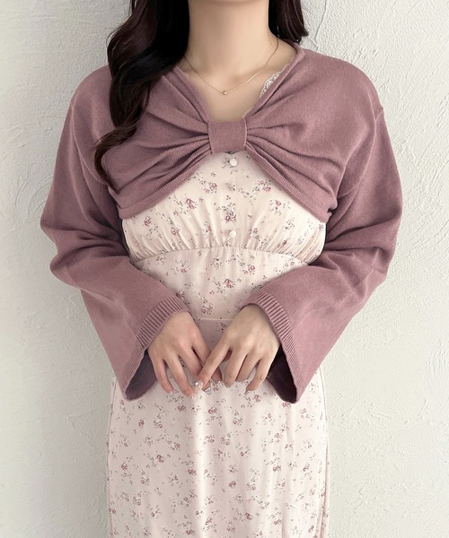 apres jour（アプレジュール）の「リボンショートトップス【ZOZOTOWN限定アイテム】（カーディガン/ボレロ・レディース・ブラック/ホワイト/スモークピンク/ブラウン系その他・X-LARGE/フリー）」の22枚目の写真