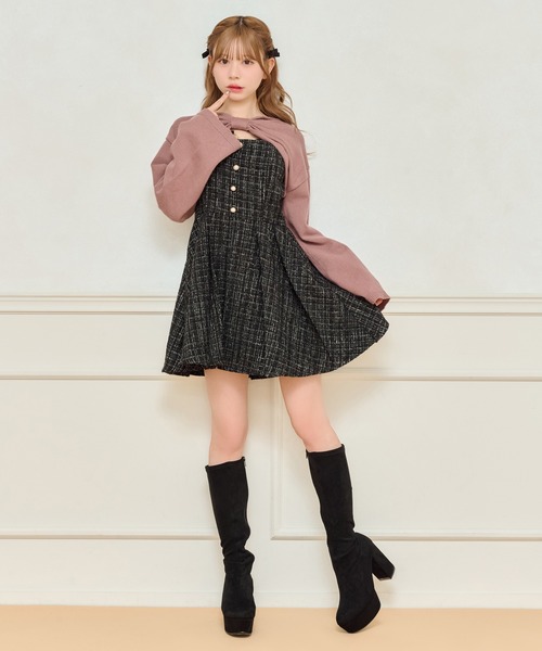 apres jour（アプレジュール）の「リボンショートトップス【ZOZOTOWN限定アイテム】（カーディガン/ボレロ・レディース・ブラック/ホワイト/スモークピンク/ブラウン系その他・X-LARGE/フリー）」の19枚目の写真