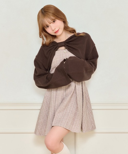 apres jour（アプレジュール）の「リボンショートトップス【ZOZOTOWN限定アイテム】（カーディガン/ボレロ・レディース・ブラック/ホワイト/スモークピンク/ブラウン系その他・X-LARGE/フリー）」の15枚目の写真
