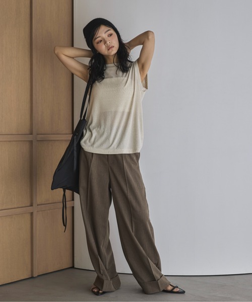 feepur(フェピュール)の「スラブシアータンクトップ(タンクトップ・レディース・ベージュ/オフホワイト/ピンク/チャコールグレー・MEDIUM)」の7枚目の写真