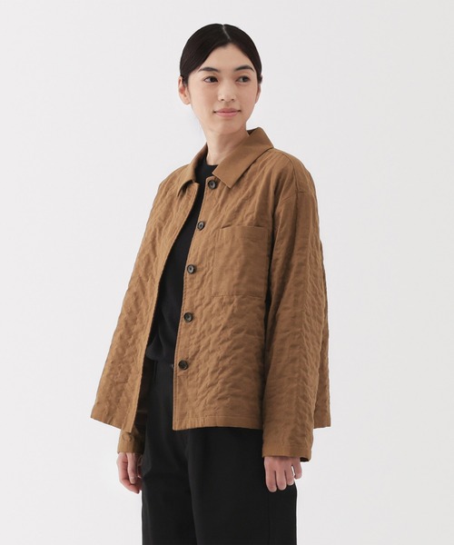 無印良品（ムジルシリョウヒン）の「婦人　カポック混　二重ガーゼ　キルトジャケット（その他アウター・レディース・キャメル/ブラック/ライトベージュ・XL/L/M/S）」の3枚目の写真