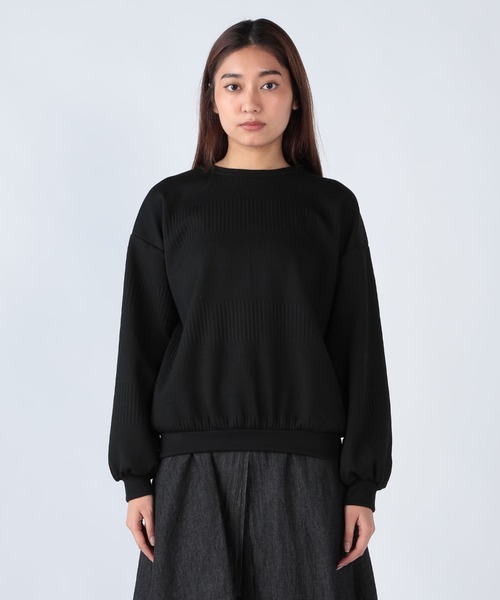 CECIL McBEE(セシルマクビー)の「ふくれジャガードゆるシルエットプルオーバー(Tシャツ/カットソー・レディース・アイボリー/ブラック・MEDIUM/LARGE)」の8枚目の写真