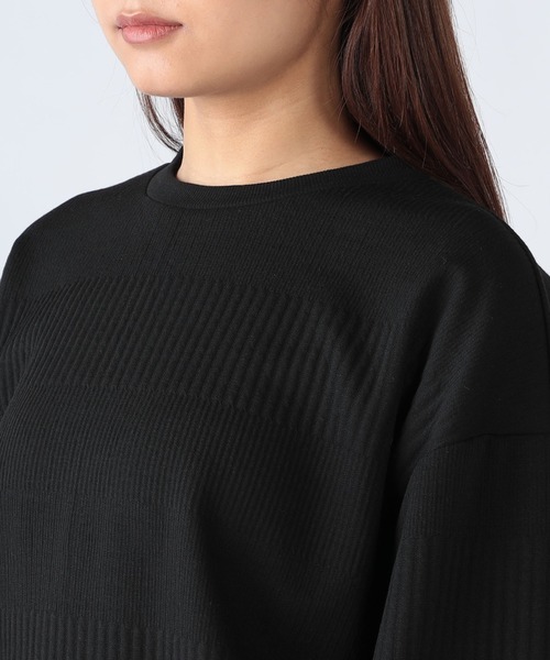 CECIL McBEE(セシルマクビー)の「ふくれジャガードゆるシルエットプルオーバー(Tシャツ/カットソー・レディース・アイボリー/ブラック・MEDIUM/LARGE)」の3枚目の写真