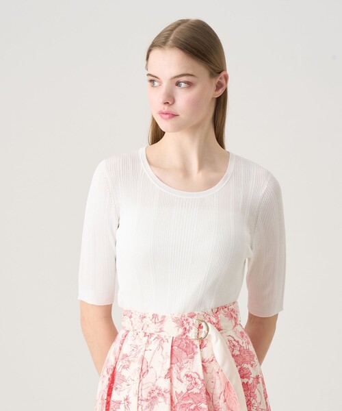 ANAYI（アナイ）の「アセテートポリエステルリブ プルオーバー（ニット/セーター・レディース・ミント/ホワイト/ピンク/ブルー/アイボリー/ブラック・38/36）」の2枚目の写真