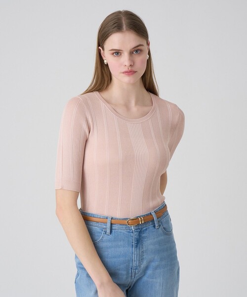 ANAYI（アナイ）の「アセテートポリエステルリブ プルオーバー（ニット/セーター・レディース・ミント/ホワイト/ピンク/ブルー/アイボリー/ブラック・38/36）」の6枚目の写真