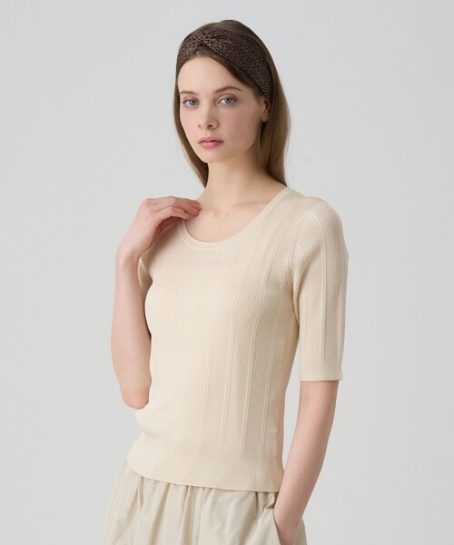 ANAYI（アナイ）の「アセテートポリエステルリブ プルオーバー（ニット/セーター・レディース・ミント/ホワイト/ピンク/ブルー/アイボリー/ブラック・38/36）」の3枚目の写真