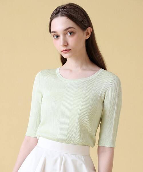 ANAYI（アナイ）の「アセテートポリエステルリブ プルオーバー（ニット/セーター・レディース・ミント/ホワイト/ピンク/ブルー/アイボリー/ブラック・38/36）」の4枚目の写真