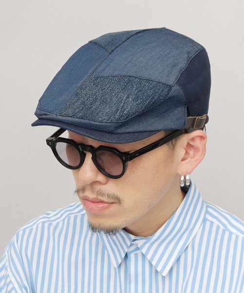 Ruben(ルーベン)の「パッチワークデニム ハンチング(ハンチング/ベレー帽・メンズ・ブラック/ネイビー・FREE)」の2枚目の写真