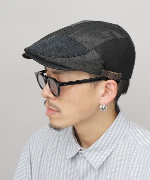 Ruben(ルーベン)の「パッチワークデニム ハンチング(ハンチング/ベレー帽・メンズ・ブラック/ネイビー・FREE)」の5枚目の写真