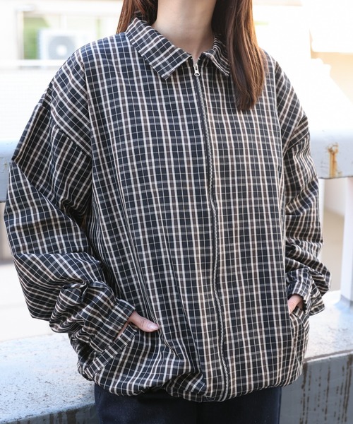 CREARE -LINO-（クレアーレリノ）の「〈ユニセックス商品〉チェックシャツブルゾン（ブルゾン・レディース・ブラック/グレー・M/L）」の10枚目の写真