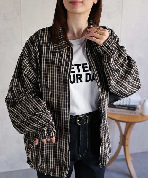 CREARE -LINO-（クレアーレリノ）の「〈ユニセックス商品〉チェックシャツブルゾン（ブルゾン・レディース・ブラック/グレー・M/L）」の17枚目の写真