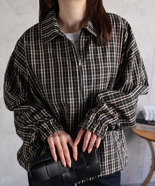 CREARE -LINO-（クレアーレリノ）の「〈ユニセックス商品〉チェックシャツブルゾン（ブルゾン・レディース・ブラック/グレー・M/L）」の14枚目の写真