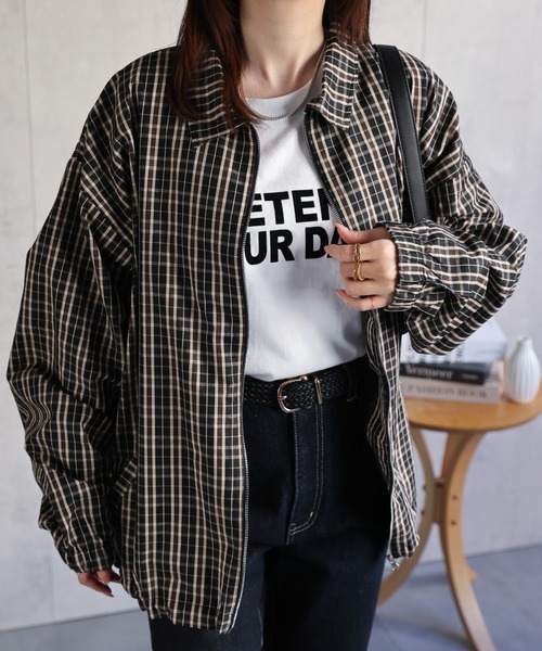 CREARE -LINO-（クレアーレリノ）の「〈ユニセックス商品〉チェックシャツブルゾン（ブルゾン・レディース・ブラック/グレー・M/L）」の18枚目の写真