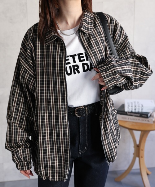 CREARE -LINO-（クレアーレリノ）の「〈ユニセックス商品〉チェックシャツブルゾン（ブルゾン・レディース・ブラック/グレー・M/L）」の11枚目の写真