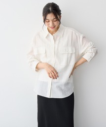 anyfee | 【anyfee/プラスサイズ】リネンライクダブルポケットシャツ《接触冷感》(シャツ/ブラウス)