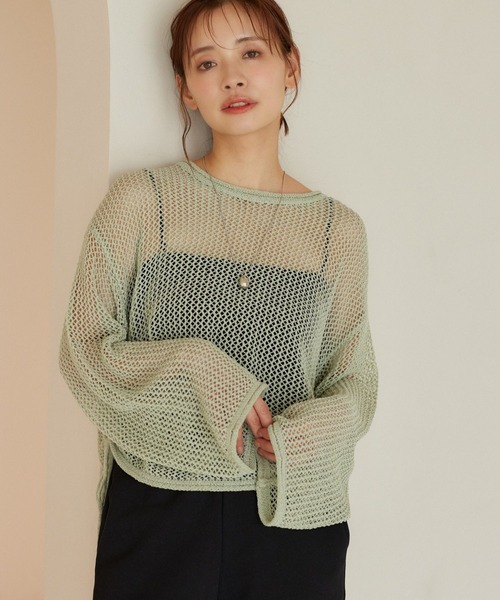 mysty woman（ミスティウーマン）の「サイドドロストニットプルオーバー 315130（ニット/セーター・レディース・ブラック/ライトグリーン/ライトベージュ/アイボリー・FREE）」の10枚目の写真