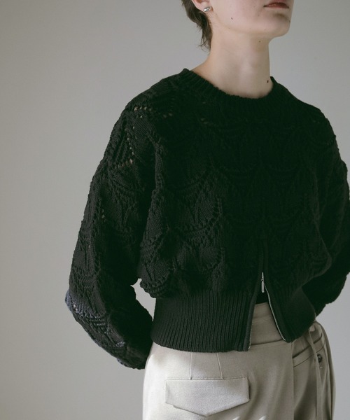 セール】CROCHET ZIP KNIT TOPS（ニット/セーター）｜MANOF