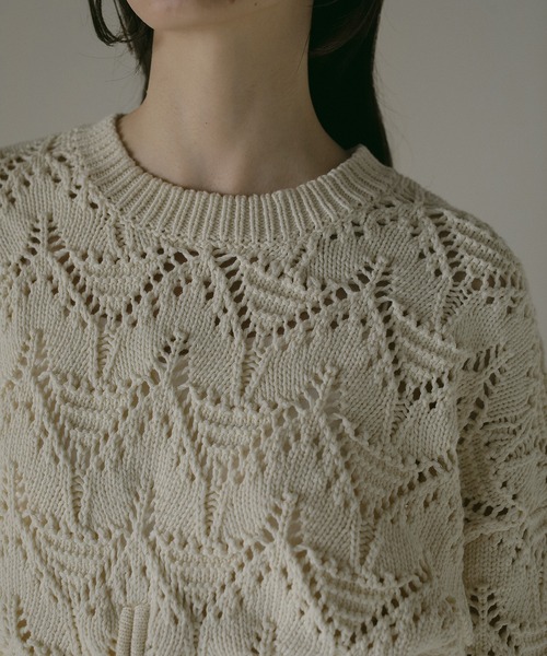 セール】CROCHET ZIP KNIT TOPS（ニット/セーター）｜MANOF