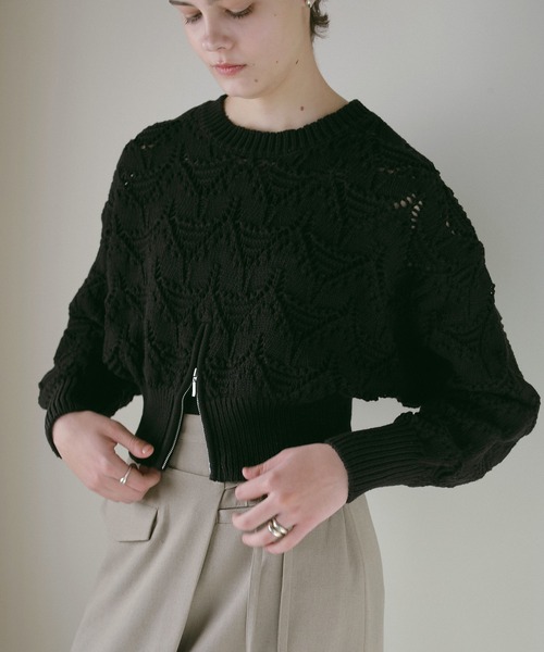 【再入荷！】 セール】CROCHET ZIP KNIT TOPS（ニット/セーター）｜MANOF トップス