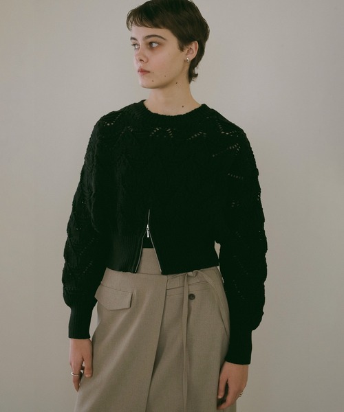 セール】CROCHET ZIP KNIT TOPS（ニット/セーター）｜MANOF