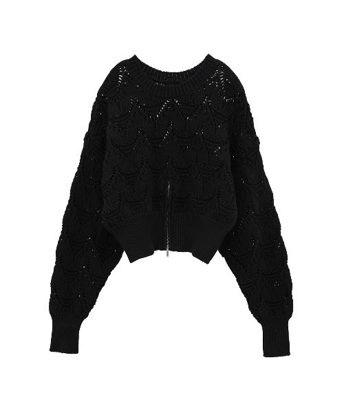 【MANOF】マノフ クロシェジップニットトップ MANOF マノフ クロッシェ ジップ ニット トップス CROCHET ZIP