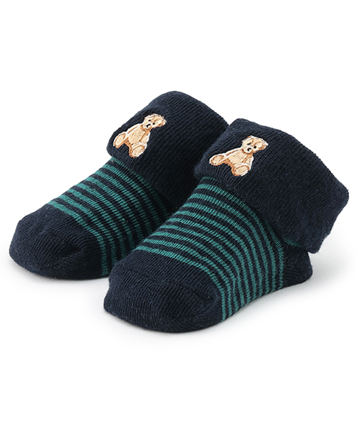 petit main(プティマイン)の「【POLO】刺しゅうカップソックス(ベビーシューズ/ベビーソックス・キッズ・アイボリー/ネイビー・9-11cm/11-13cm)」の1枚目の写真