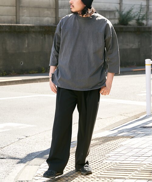 【Goodwear】製品染め7分袖SUPER BIGフットボールTシャツ Goodwear] 製品染め 7分袖 SUPER BIG FOOTBALL TEE - FLASH