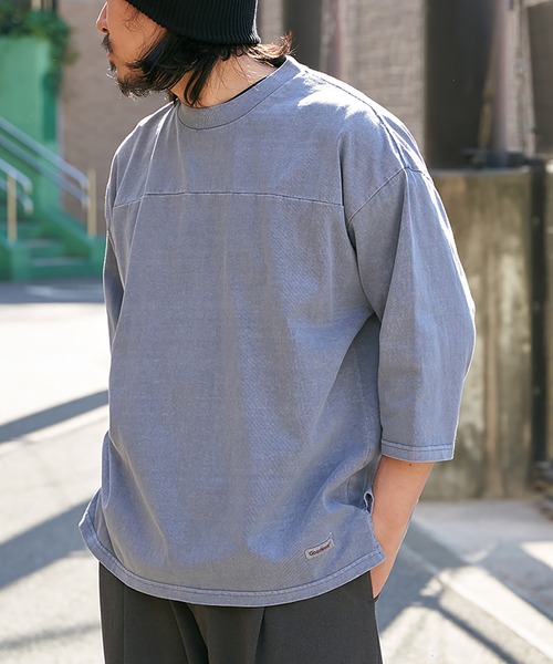 Goodwear(グッドウェア)の「【Goodwear】製品染め7分袖SUPER BIGフットボールTシャツ(Tシャツ/カットソー・メンズ・グリーン/ネイビー/ベージュ/チャコール・S/M/L)」の4枚目の写真