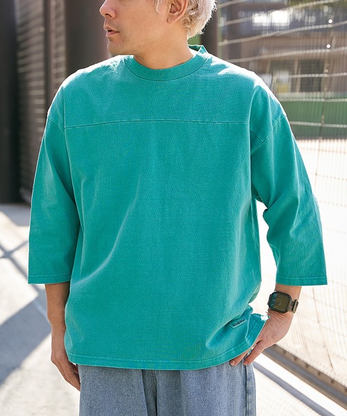 Goodwear(グッドウェア)の「【Goodwear】製品染め7分袖SUPER BIGフットボールTシャツ(Tシャツ/カットソー・メンズ・グリーン/ネイビー/ベージュ/チャコール・S/M/L)」の21枚目の写真